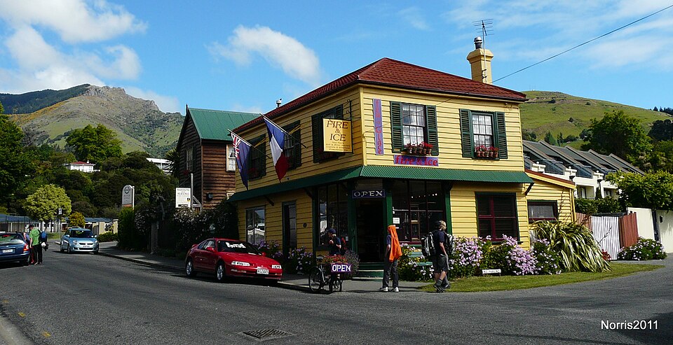 Traditional colonial-era building in Akaroa New Zealand