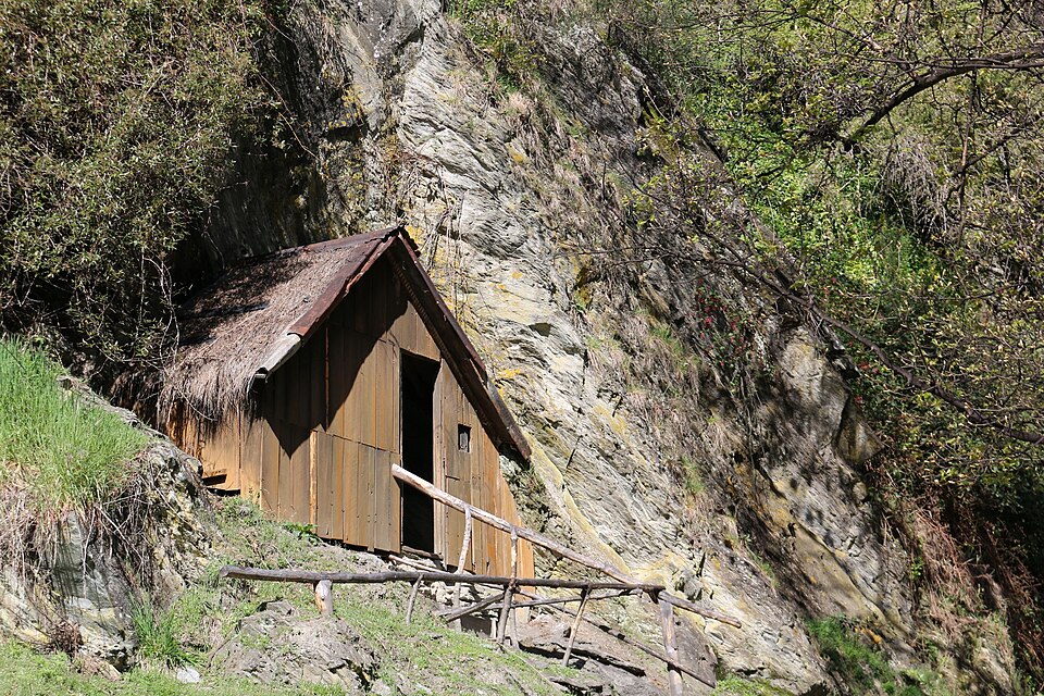 Historic Chinese gold miners' huts in Arrowtown New Zealand