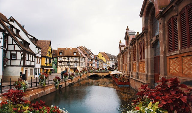 Colorful houses along a canal in Colmar France