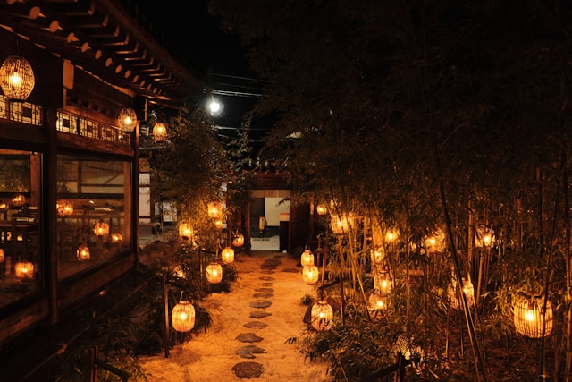 Lantern-lined pathway in Gyeongju