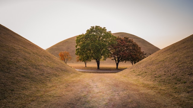 Ancient royal burial mounds in Gyeongju South Korea