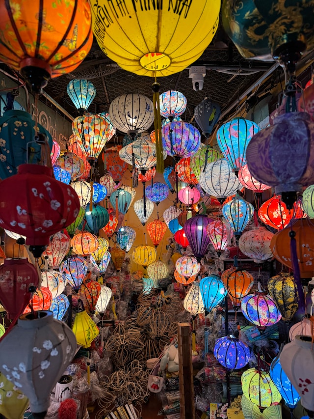 Colorful lanterns displayed in Hoi An Vietnam