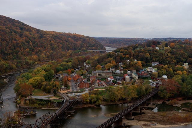 Aerial view of Harpers Ferry, West Virginia