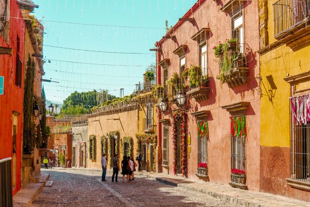 People walking through the historic center of San Miguel de Allende