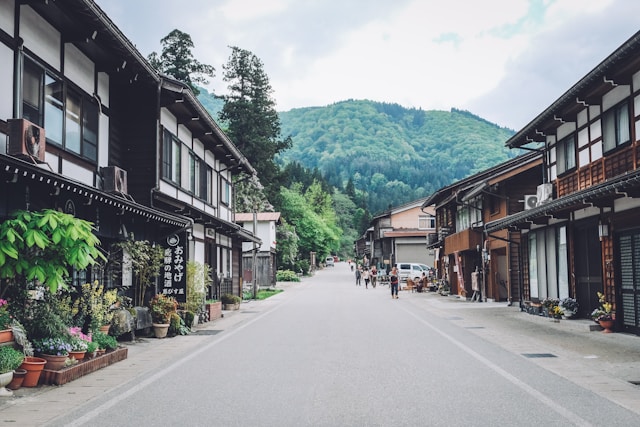 Quiet village path in Shirakawa-go Japan
