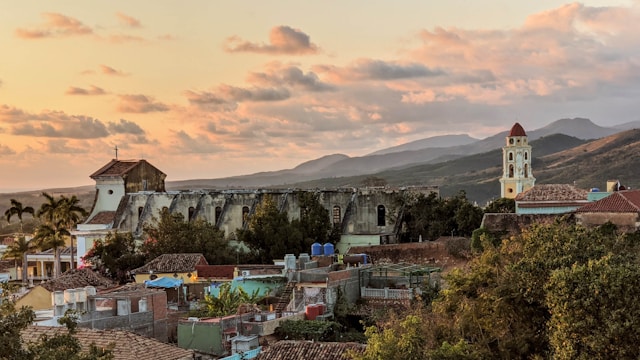 Aerial view of Trinidad Cuba and surrounding mountains