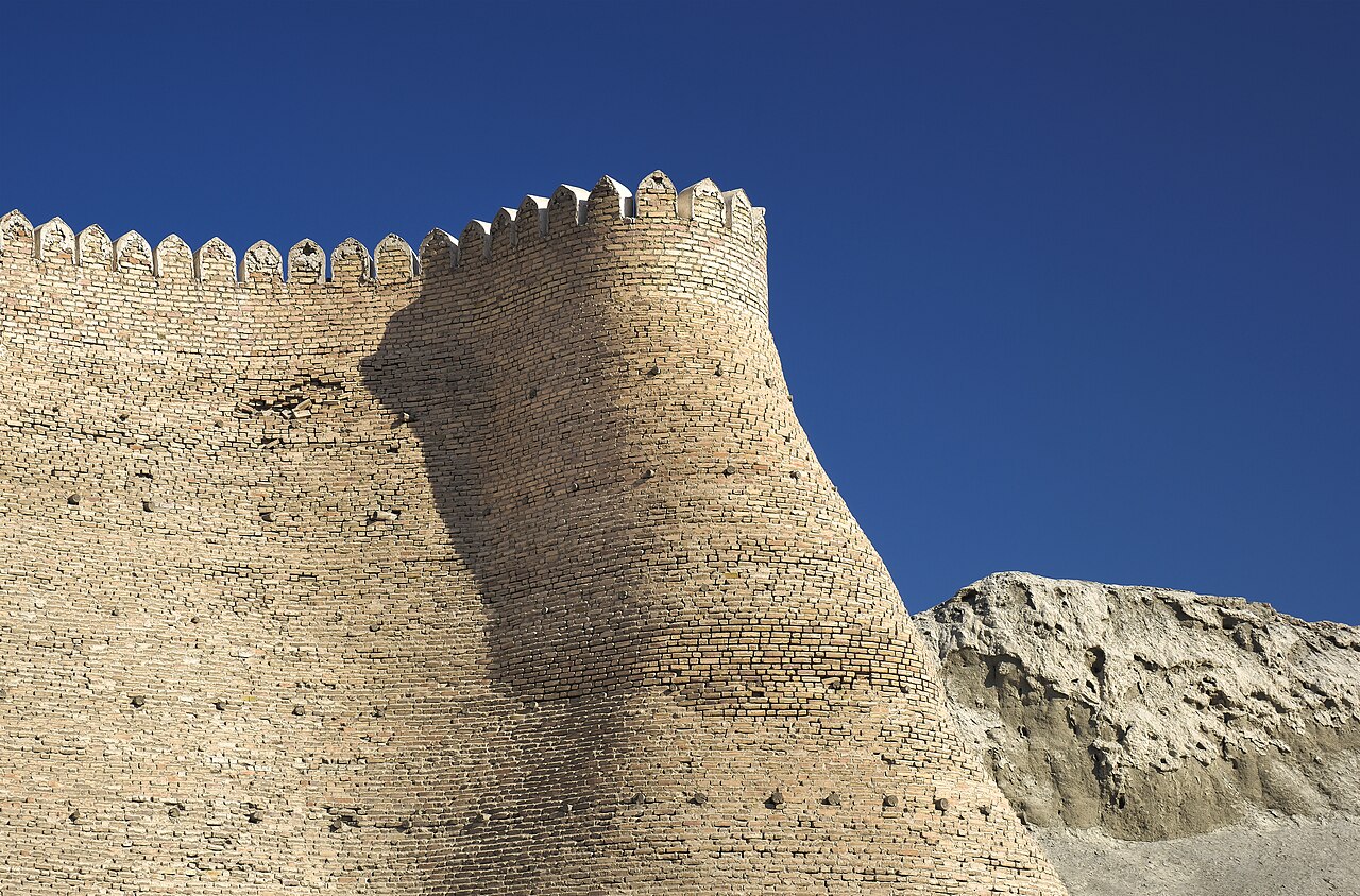 Massive sloping walls of the Ark fortress