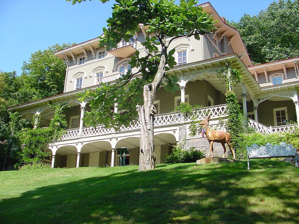 The Italianate Asa Packer Mansion on its hillside