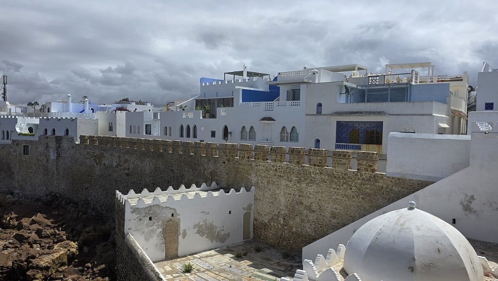 Historic ramparts of Asilah Morocco beside the Atlantic