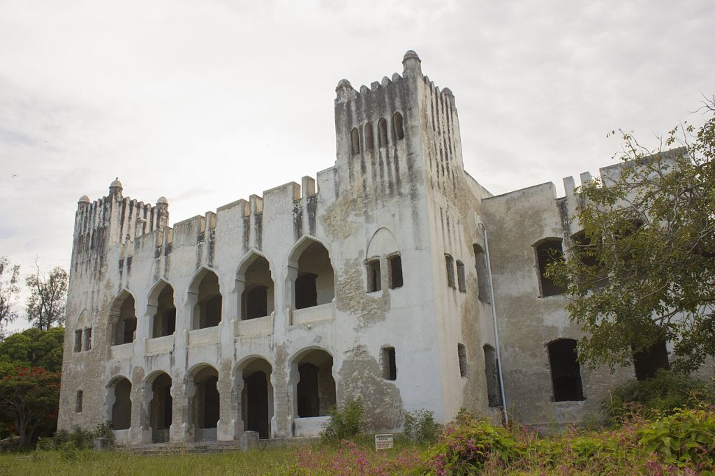 Bagamoyo Tanzania old German Boma, a white colonial administrative building