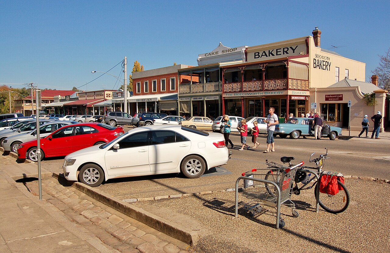 Heritage buildings along a wide country street