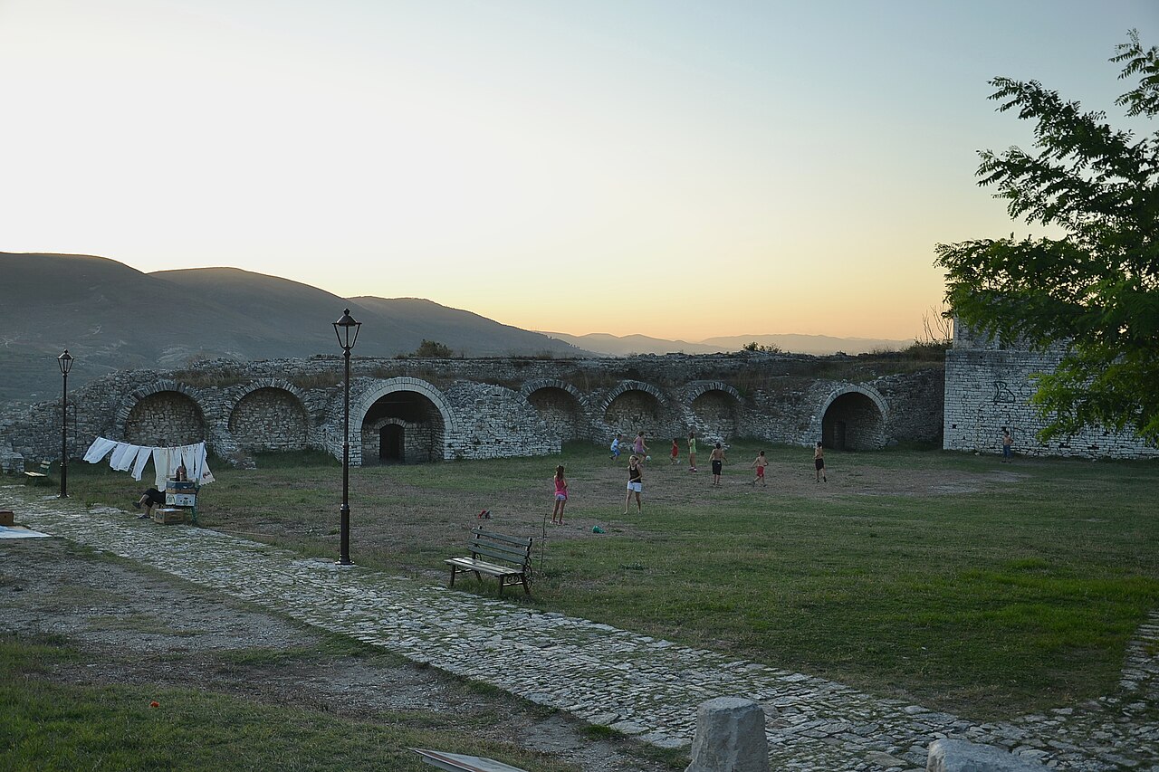 Stone walls of the castle in Berat Albania