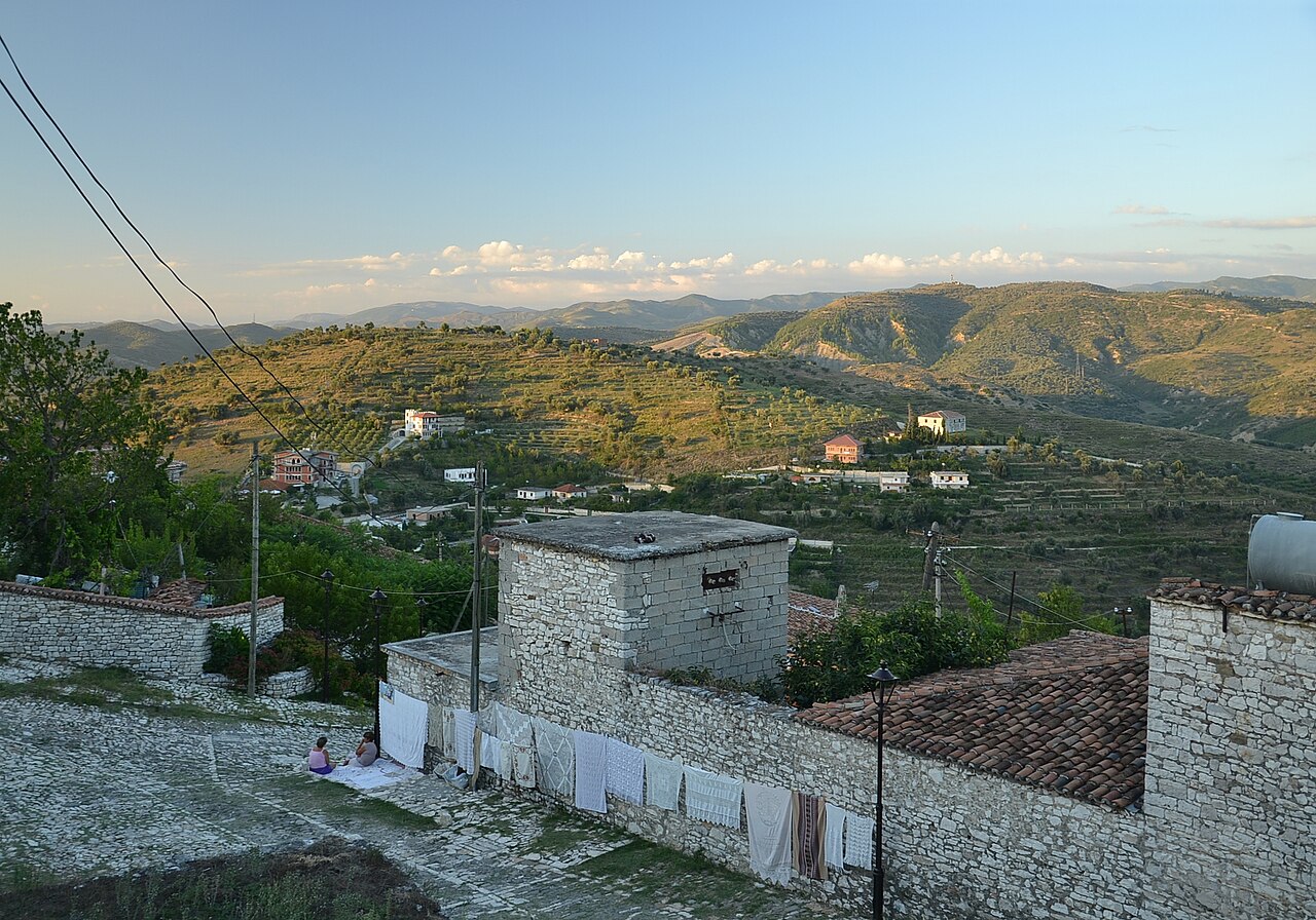 View over red roofs and hills from the castle