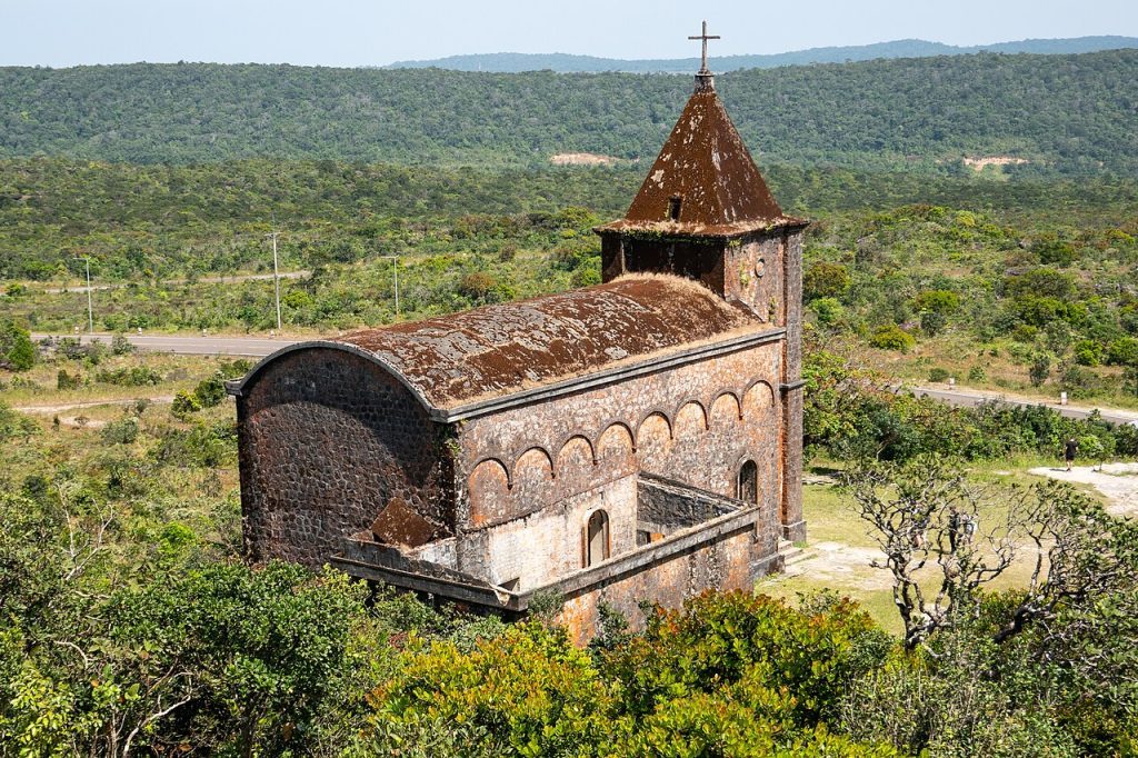 The old Catholic church at Bokor Hill Station