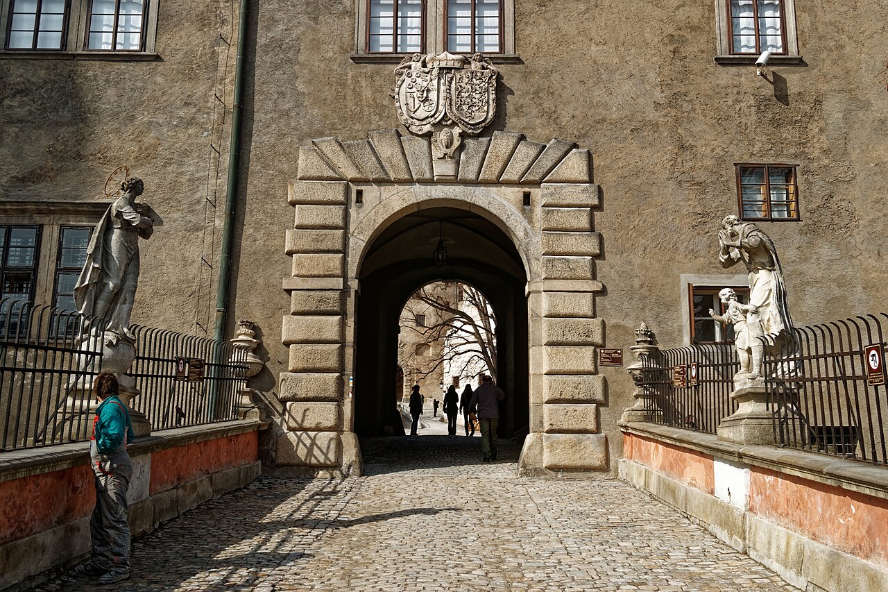 Bridge over the bear moat at the entrance to Český Krumlov Castle