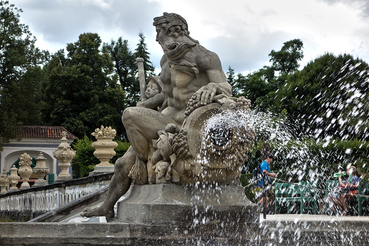 Cascade Fountain in the Baroque castle gardens of Český Krumlov