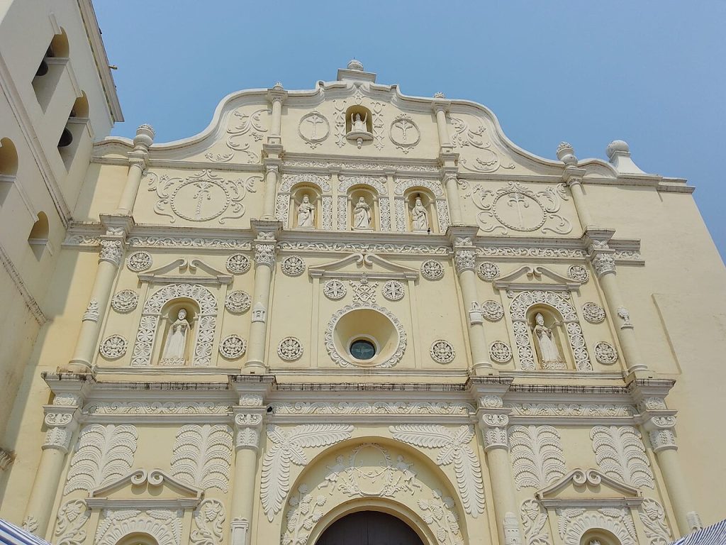 The ornate baroque facade of the Immaculate Conception Cathedral