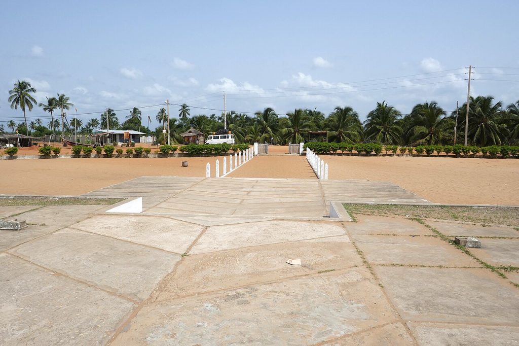 The wide esplanade leading to the memorial on the beach