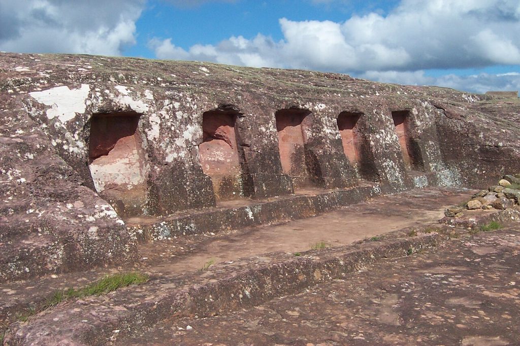 Carved stone niches in the ancient rock