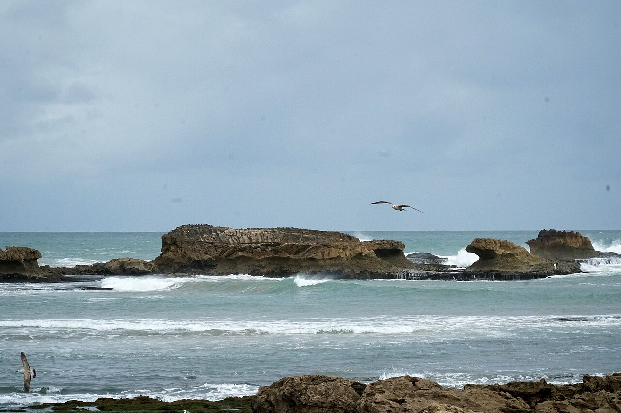 Wide sandy beach in Essaouira along the Atlantic