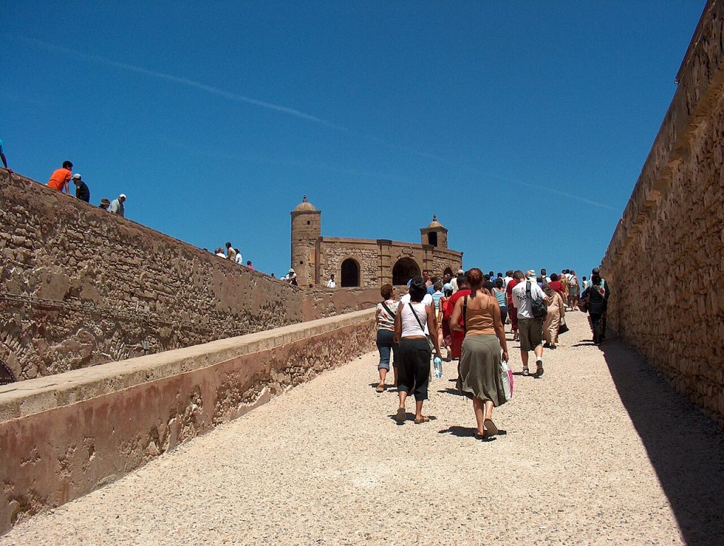 Fortified ramparts of Essaouira facing the Atlantic Ocean