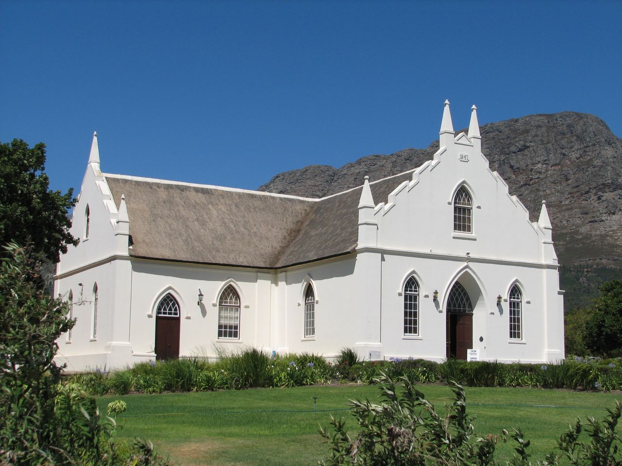 White Dutch Reformed church on the main road