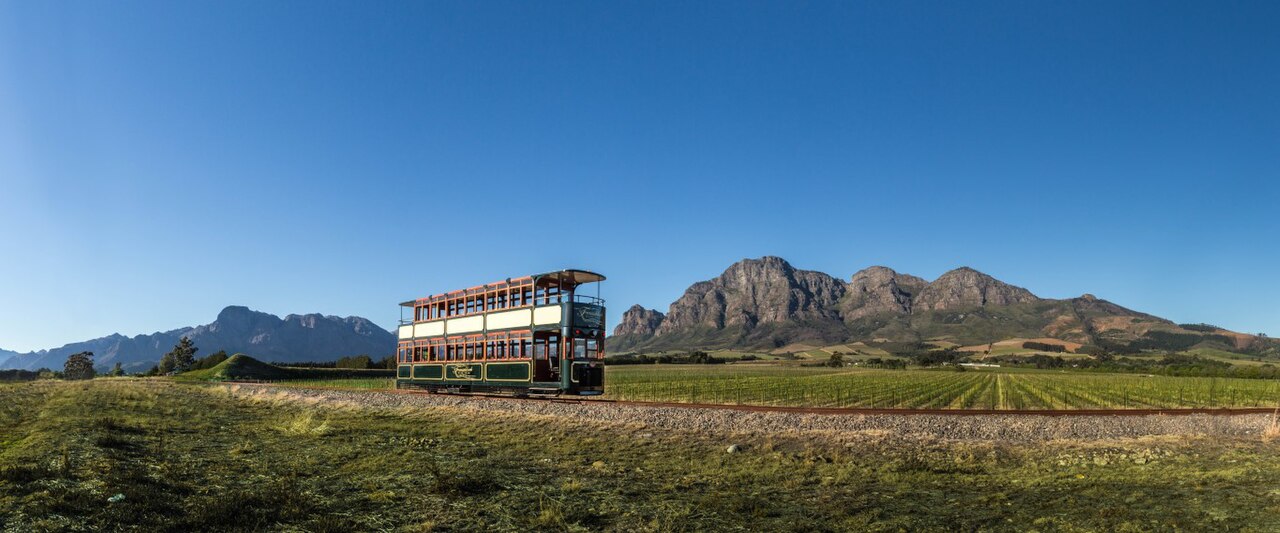 Franschhoek South Africa wine tram on its tracks