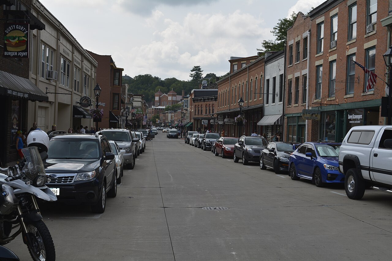 Brick buildings along Main Street looking south