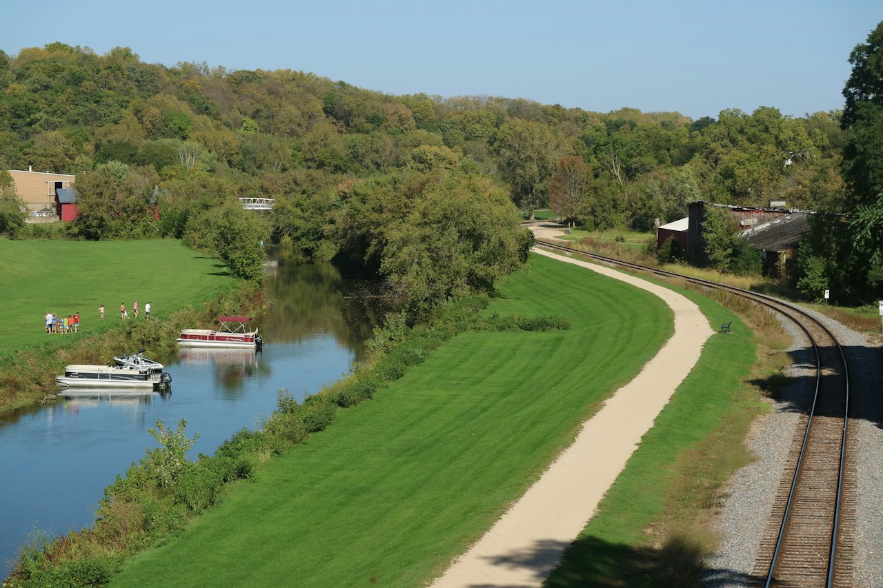 River winding through green rolling countryside