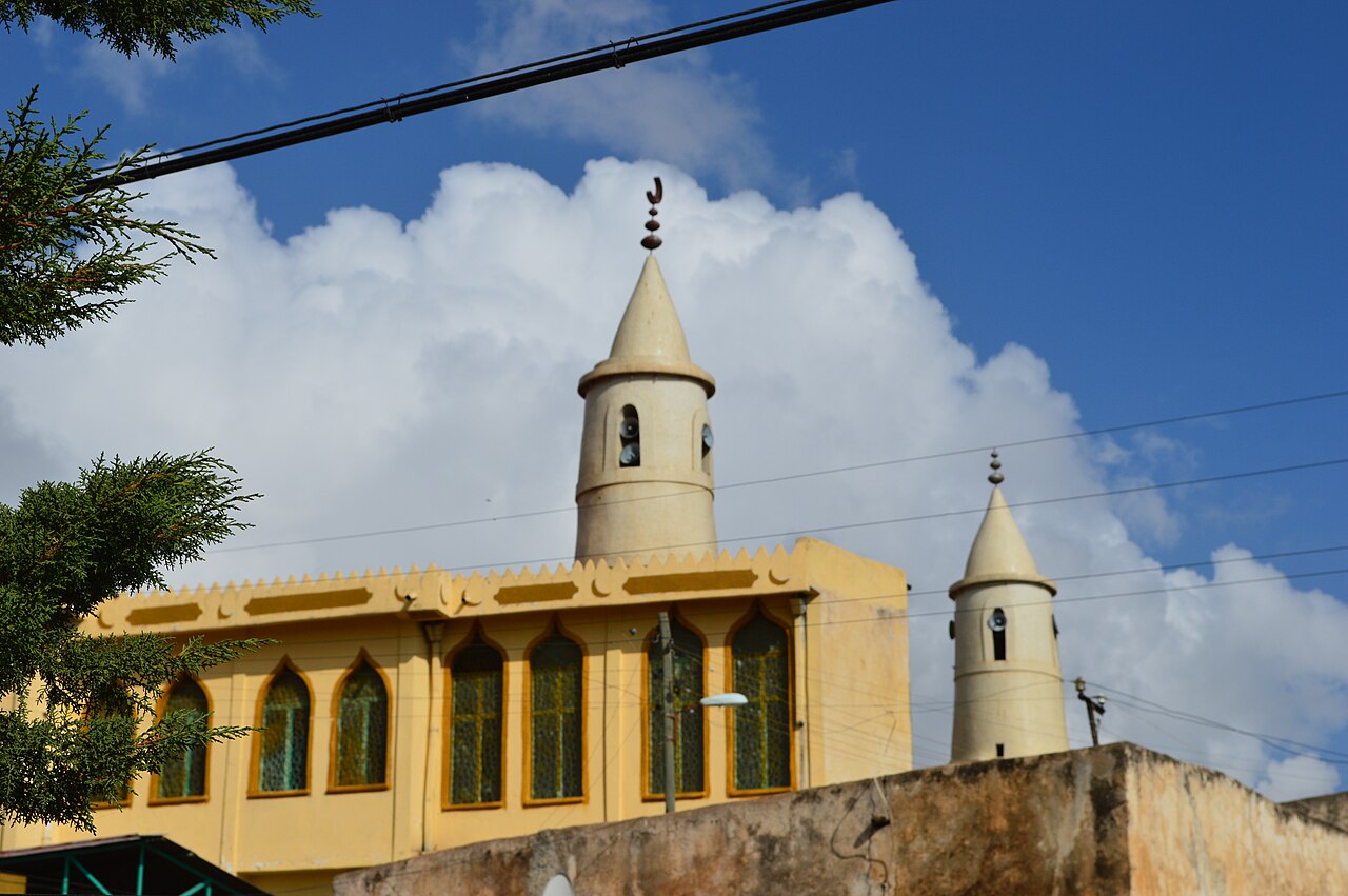 Harar Ethiopia great mosque with a white minaret