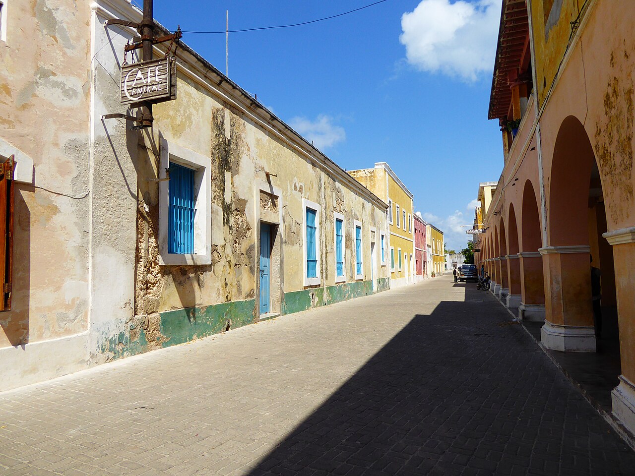 Colonial buildings along a street in the Stone Town