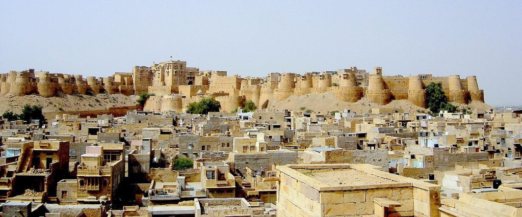 Jaisalmer India Golden Fort rising above the old city on Trikuta Hill