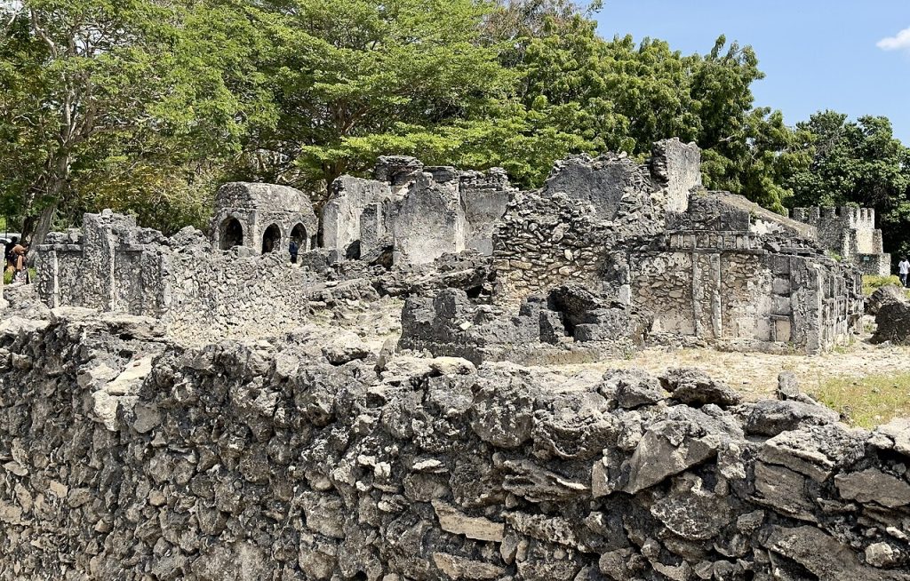 Coral stone ruins of an ancient mosque at Kaole near Bagamoyo