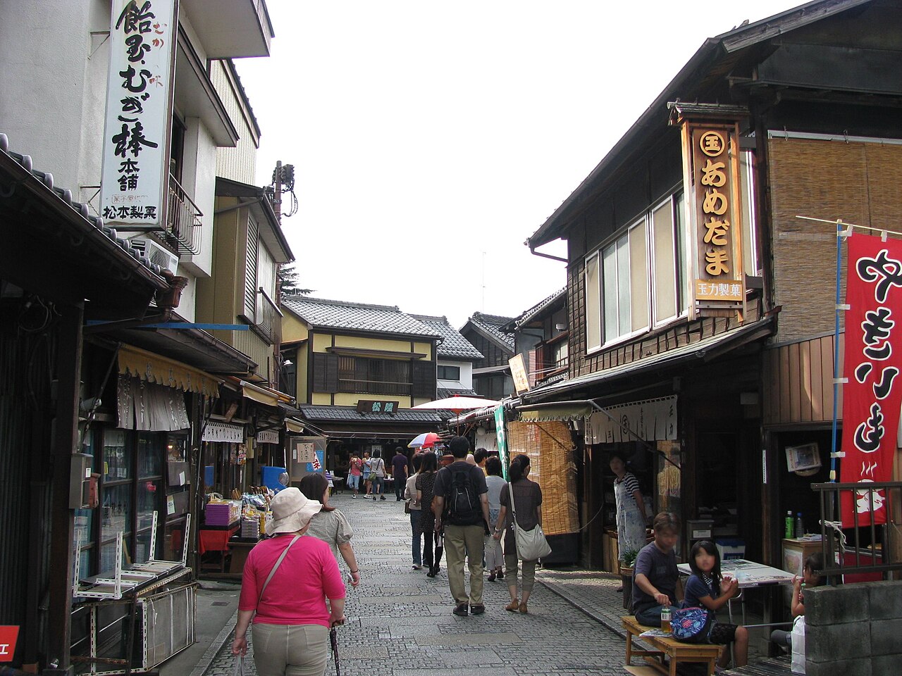 Small sweet shops along a narrow candy alley