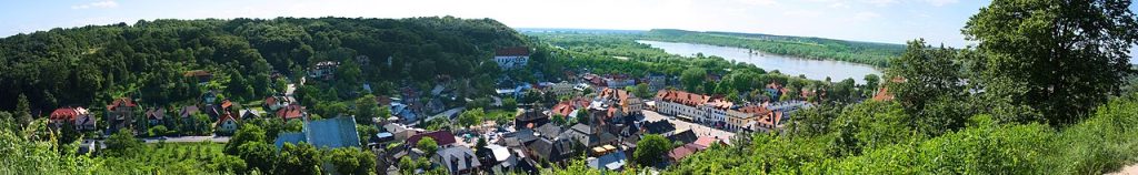 Kazimierz Dolny Poland seen from the Hill of Three Crosses with the Vistula River