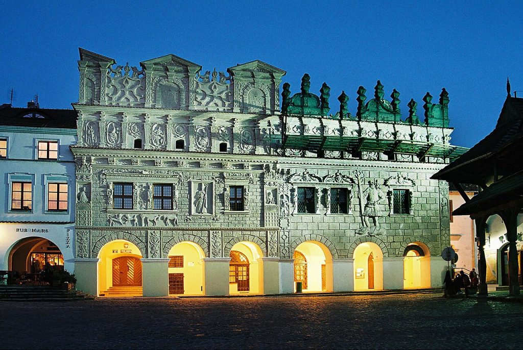 Ornate mannerist facades of the Przybyła Houses on the Market Square