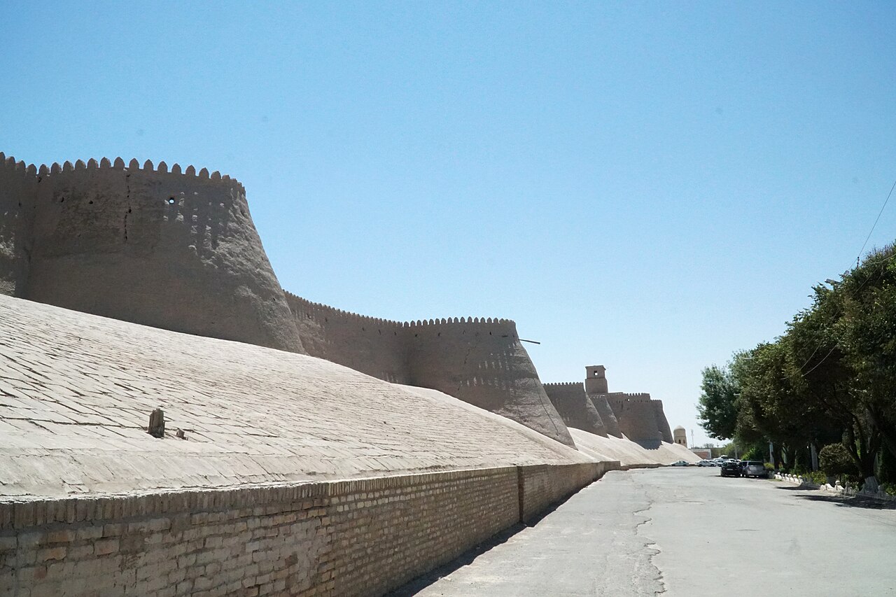 Mud brick city walls of Khiva Uzbekistan