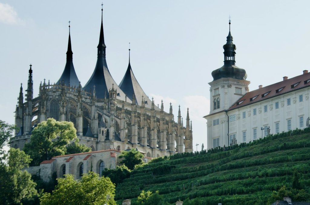 Kutná Hora skyline with St. Barbara's Church on a hill