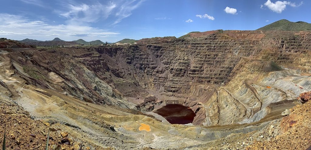 Terraced walls of the Lavender Pit open copper mine