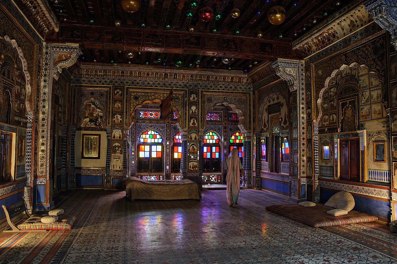 Ornate gilded interior of Phool Mahal inside Mehrangarh Fort