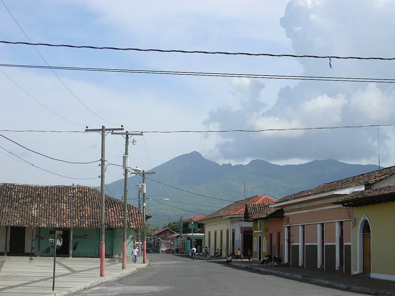 Mombacho Volcano rising above the rooftops of the city