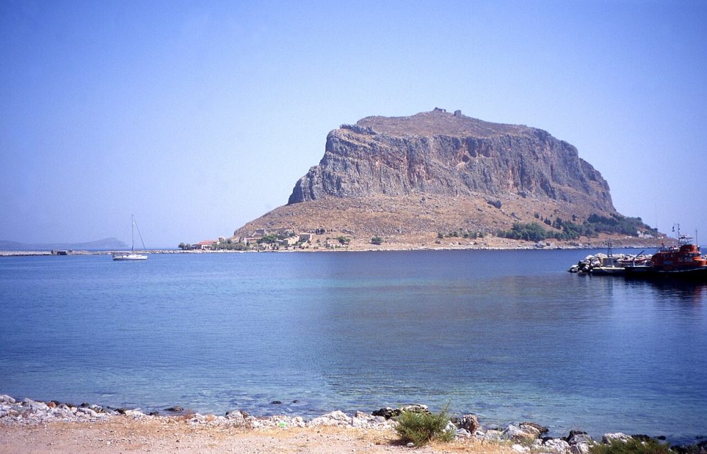 Monemvasia Greece rock rising from the sea