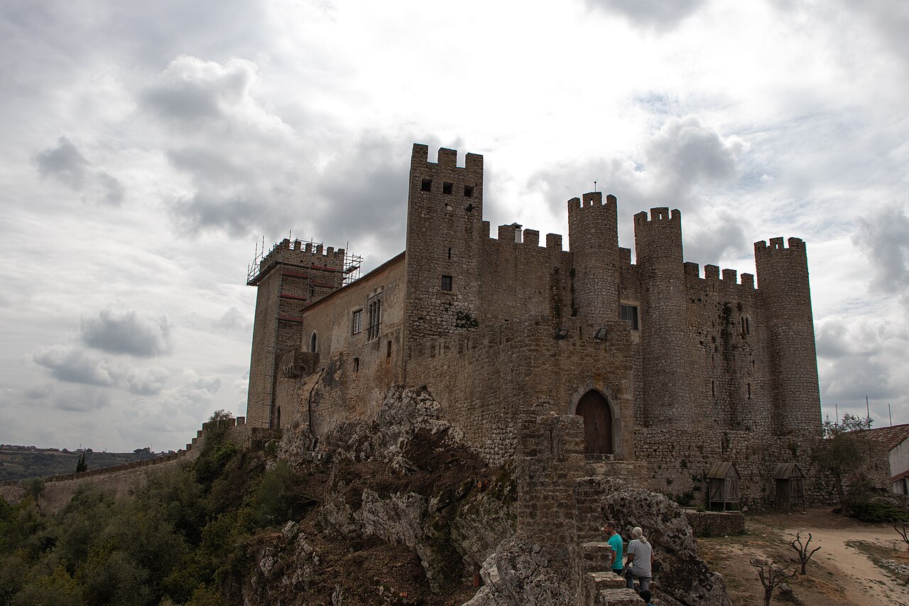 Stone towers and battlements of Óbidos Castle