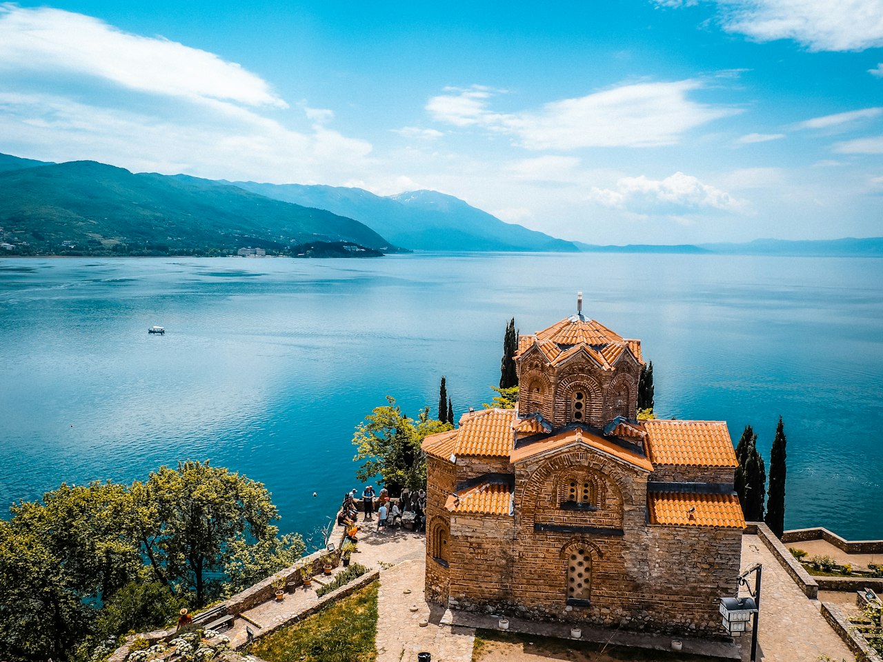 Church on a hill above the lake in Ohrid North Macedonia