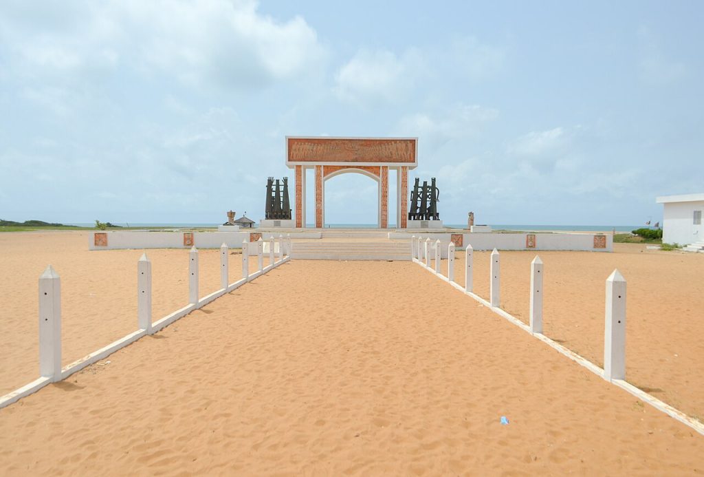 Ouidah Benin Door of No Return memorial arch on the beach