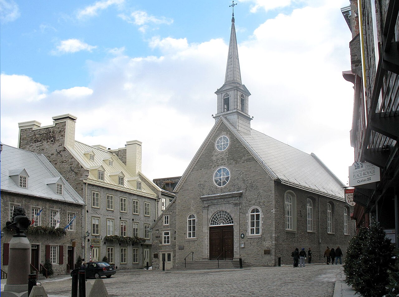 Stone houses and church on Place Royale