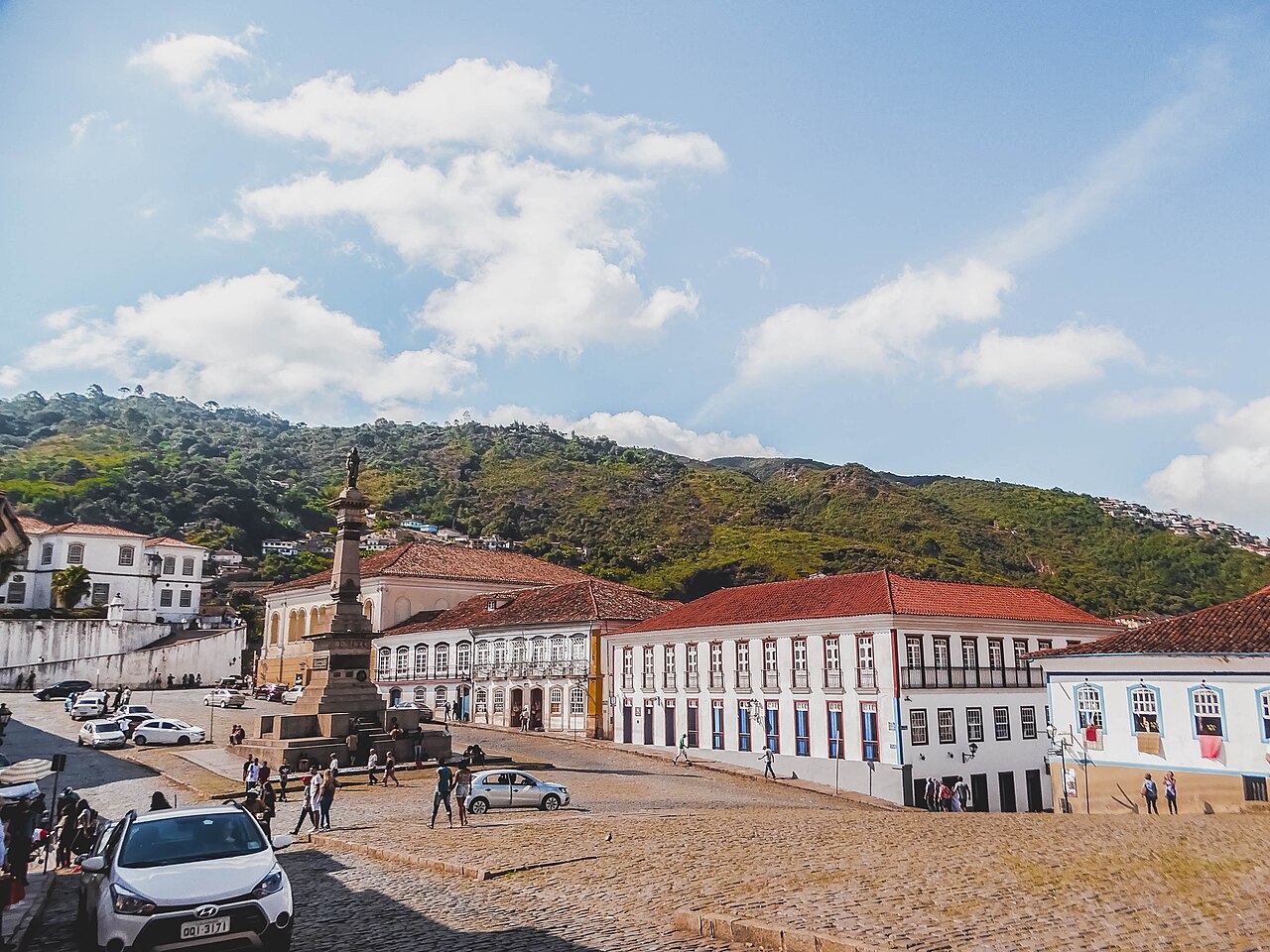 Praça Tiradentes square with the Inconfidência Museum in Ouro Preto Brazil