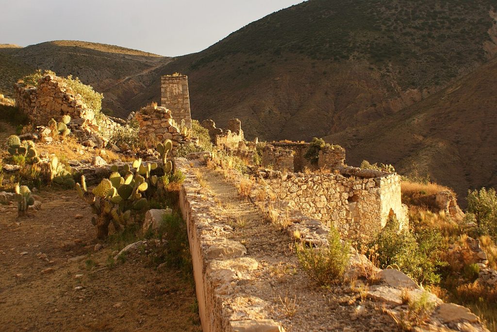 Stone ruins of the ghost town above Real de Catorce