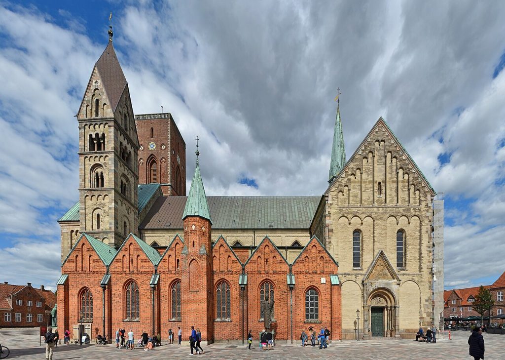 Ribe Cathedral with its green copper roofs