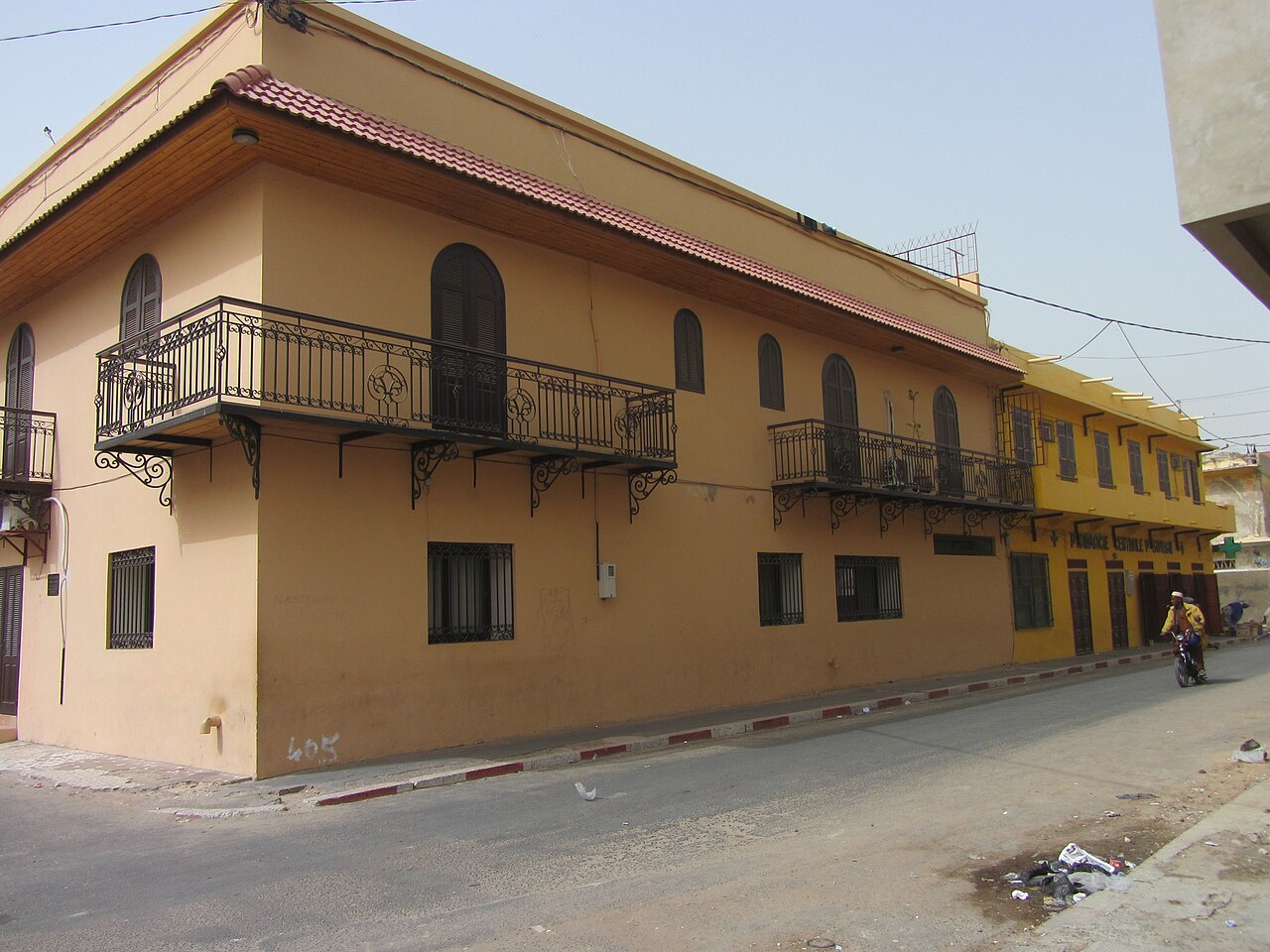 Old colonial building with shutters on the island of Saint-Louis